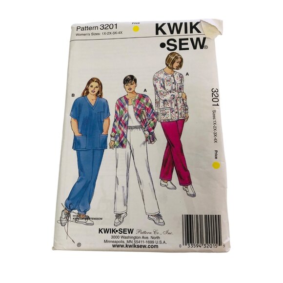 Kwik Sew Sewing Pattern 3201 Womens Scrubs Plus Size 1X-4X - Picture 1 of 2